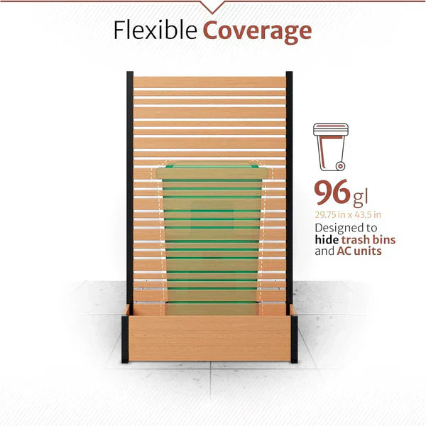 Freestanding Cedar Color Patio Privacy Screen with Planter Box, Privacy Planters for Patio, Privacy Wall Outdoor Privacy Screen