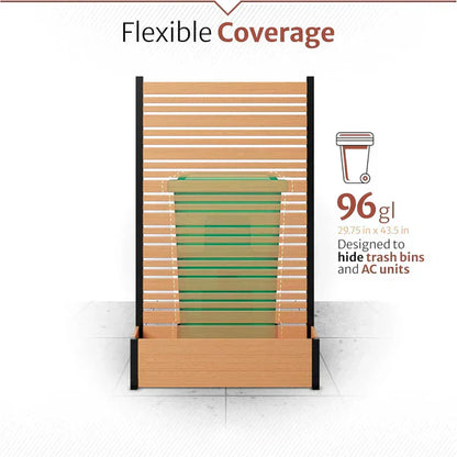 Freestanding Cedar Color Patio Privacy Screen with Planter Box, Privacy Planters for Patio, Privacy Wall Outdoor Privacy Screen