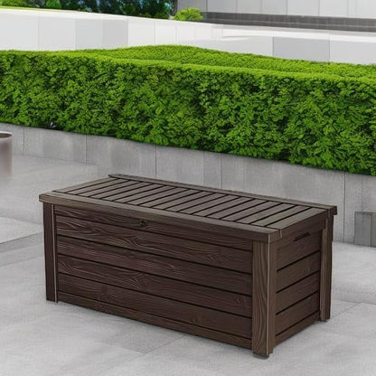 150 Gallon Resin Large Deck Box Organization and Storage Box for Patio, Outdoor Cushions, Garden Tools