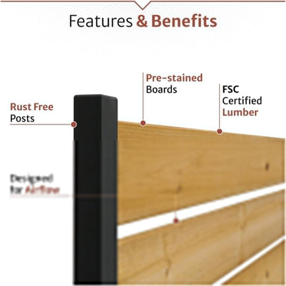 Freestanding Cedar Color Patio Privacy Screen with Planter Box, Privacy Planters for Patio, Privacy Wall Outdoor Privacy Screen
