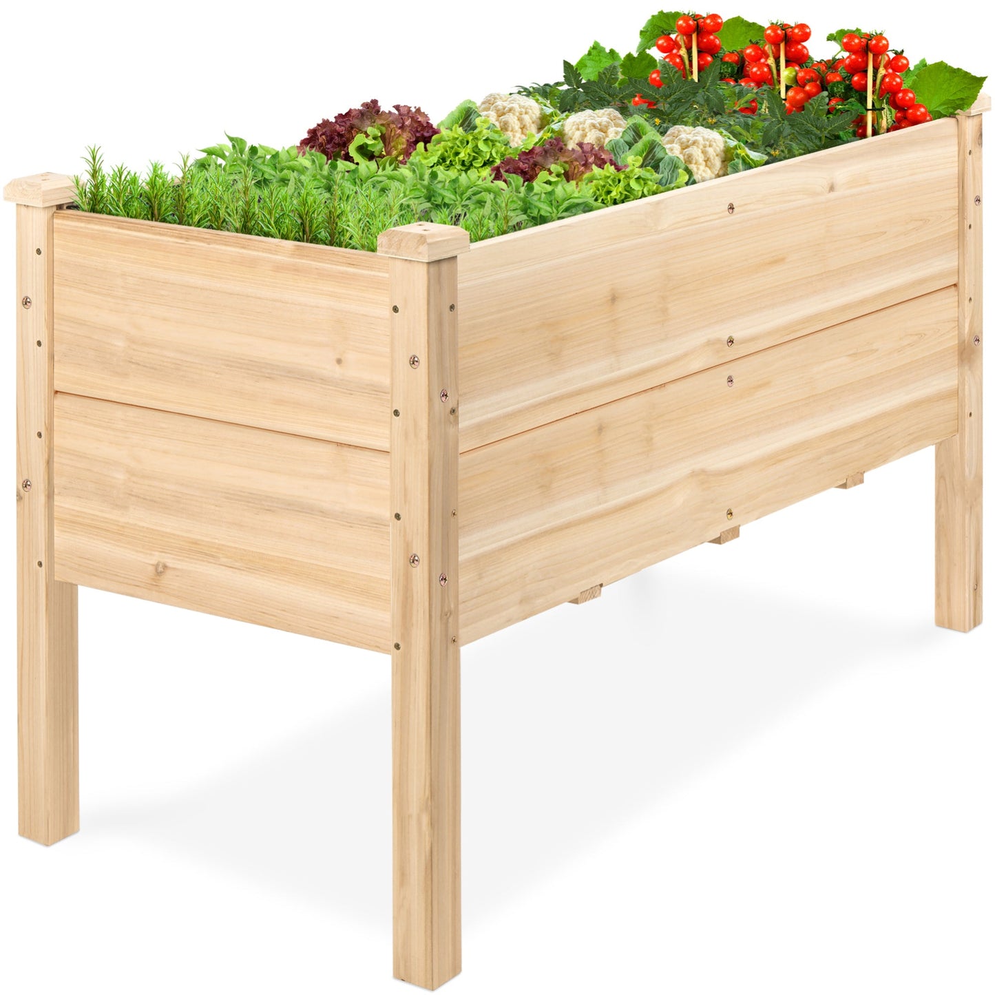 48" x 24" x 30" Raised Wooden Garden Bed w/16" Depth, Elevated Wood Planter