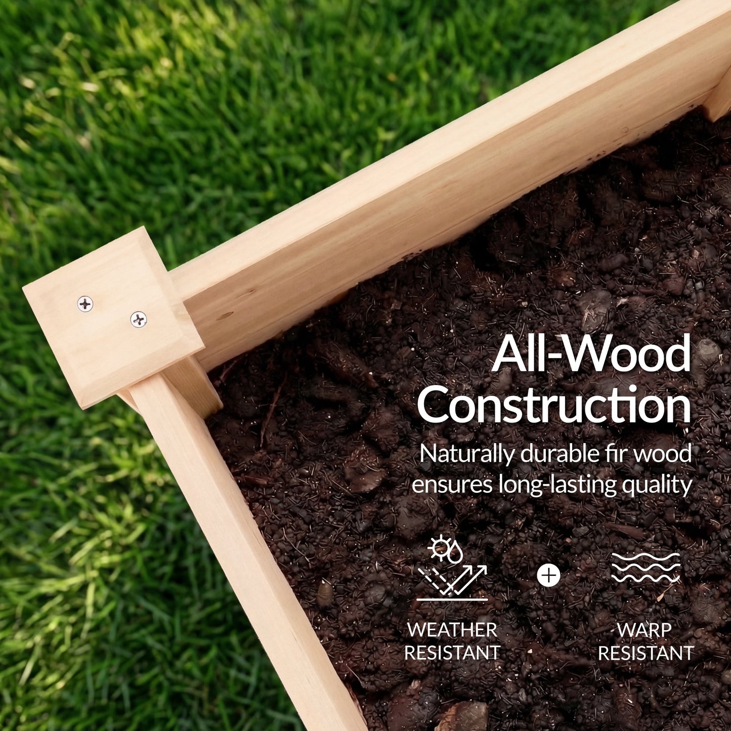 48" x 24" x 30" Raised Wooden Garden Bed w/16" Depth, Elevated Wood Planter