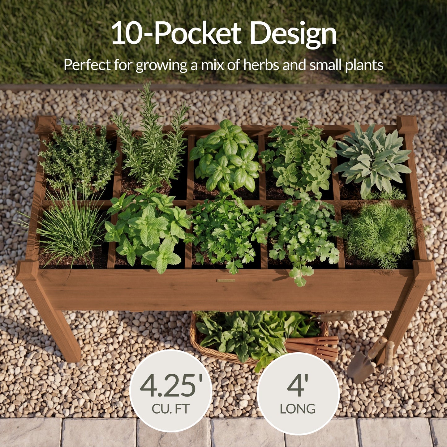 Raised Garden Bed Planter Box with 10 Grid Sections