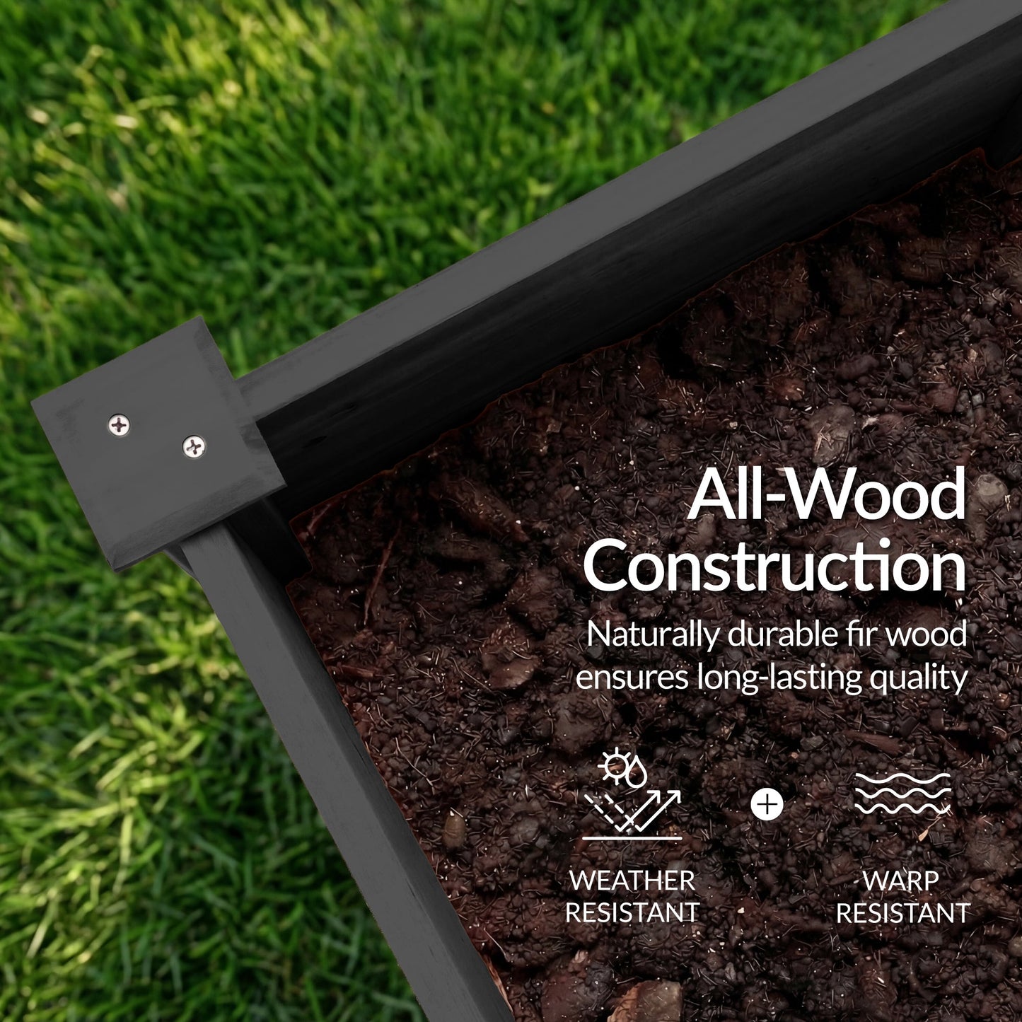 48" x 24" x 30" Raised Wooden Garden Bed w/16" Depth, Elevated Wood Planter