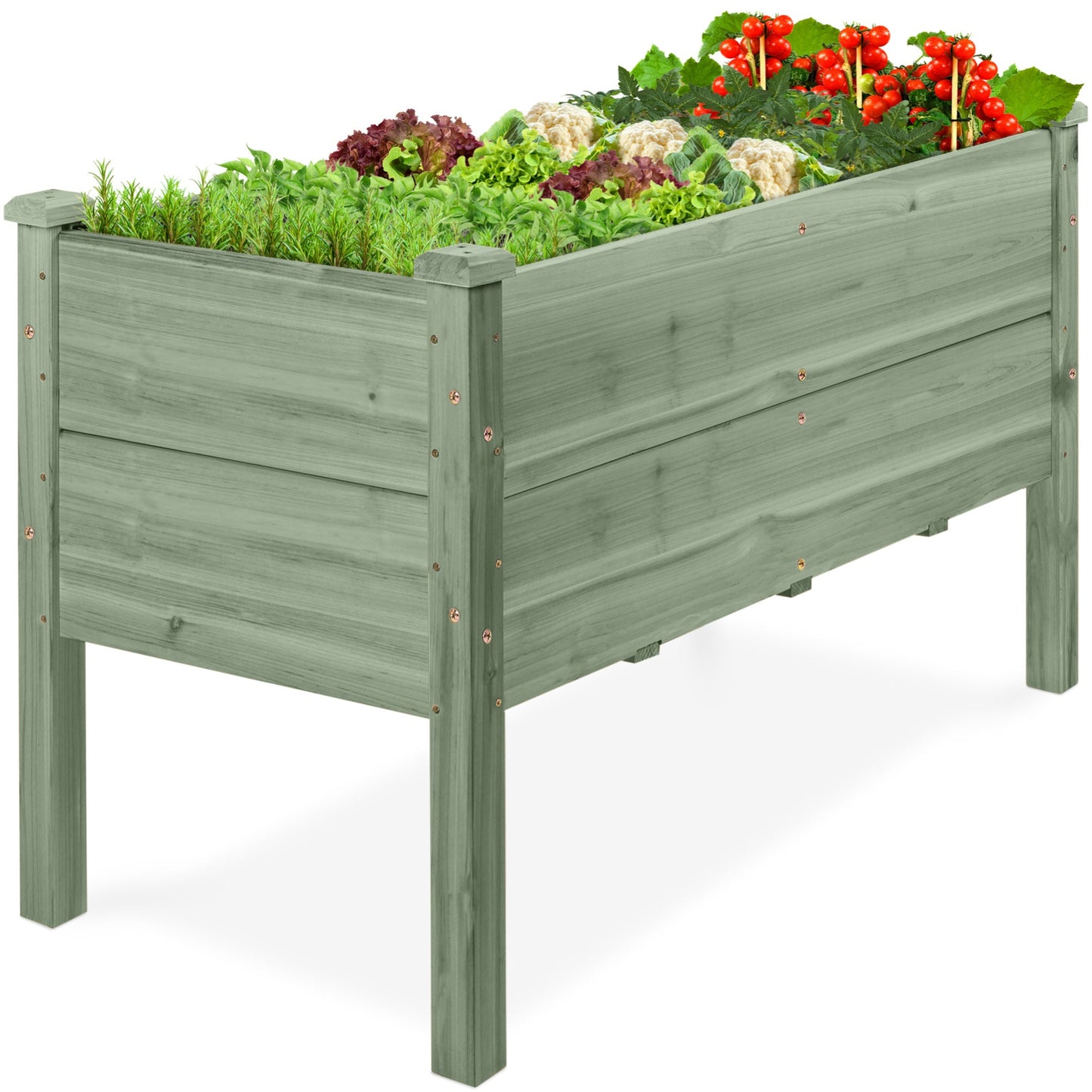 48" x 24" x 30" Raised Wooden Garden Bed w/16" Depth, Elevated Wood Planter