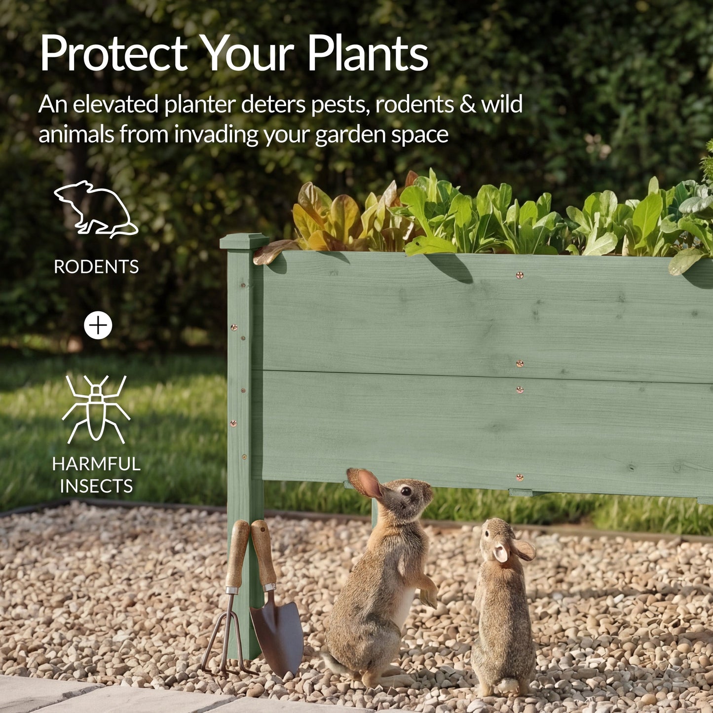 48" x 24" x 30" Raised Wooden Garden Bed w/16" Depth, Elevated Wood Planter