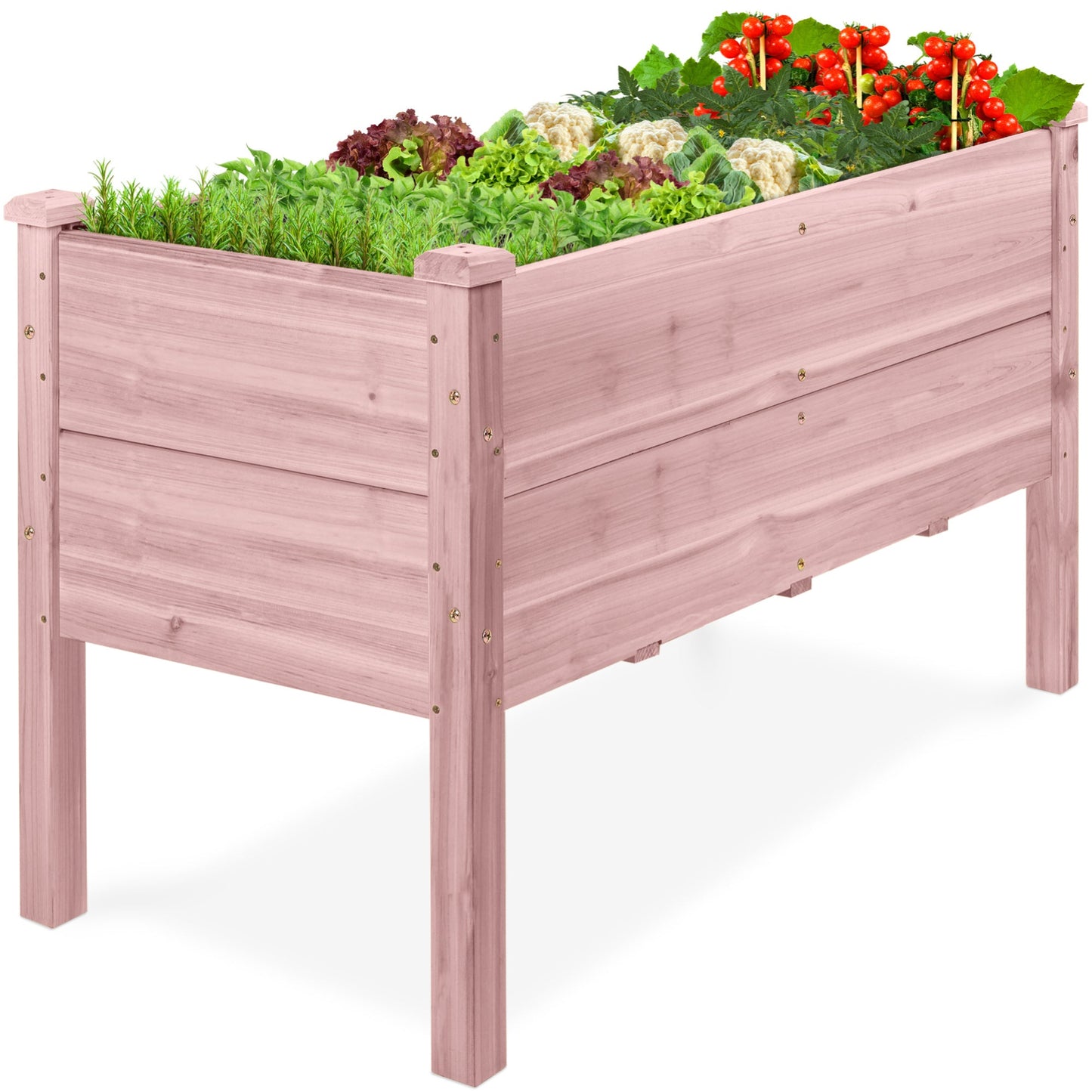 48" x 24" x 30" Raised Wooden Garden Bed w/16" Depth, Elevated Wood Planter