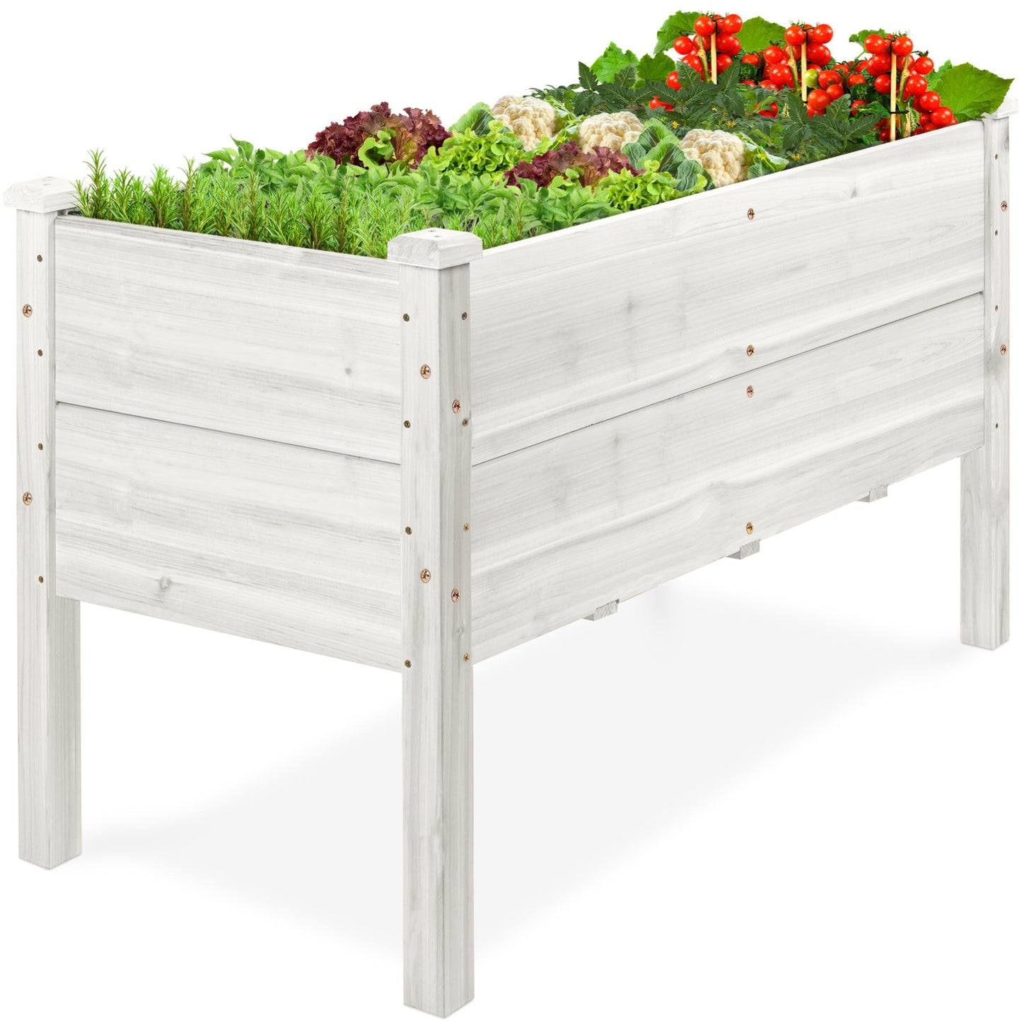 48" x 24" x 30" Raised Wooden Garden Bed w/16" Depth, Elevated Wood Planter