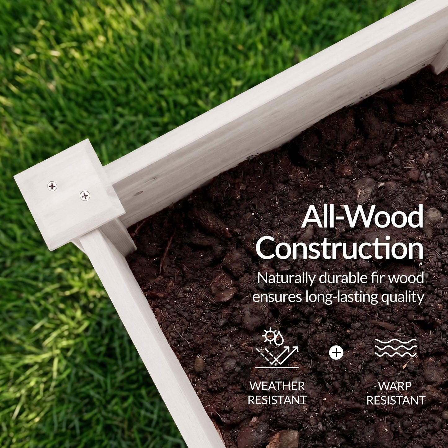 48" x 24" x 30" Raised Wooden Garden Bed w/16" Depth, Elevated Wood Planter