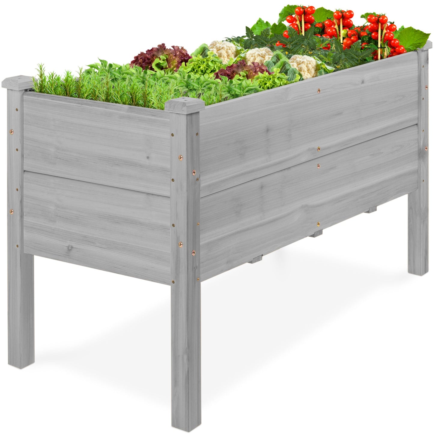 48" x 24" x 30" Raised Wooden Garden Bed w/16" Depth, Elevated Wood Planter
